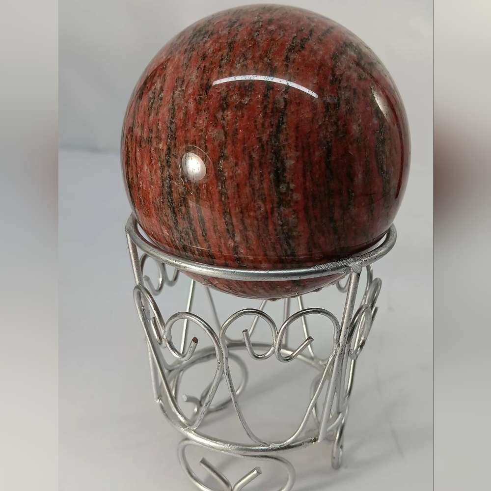 Red Sesame Jasper Sphere With Stand
